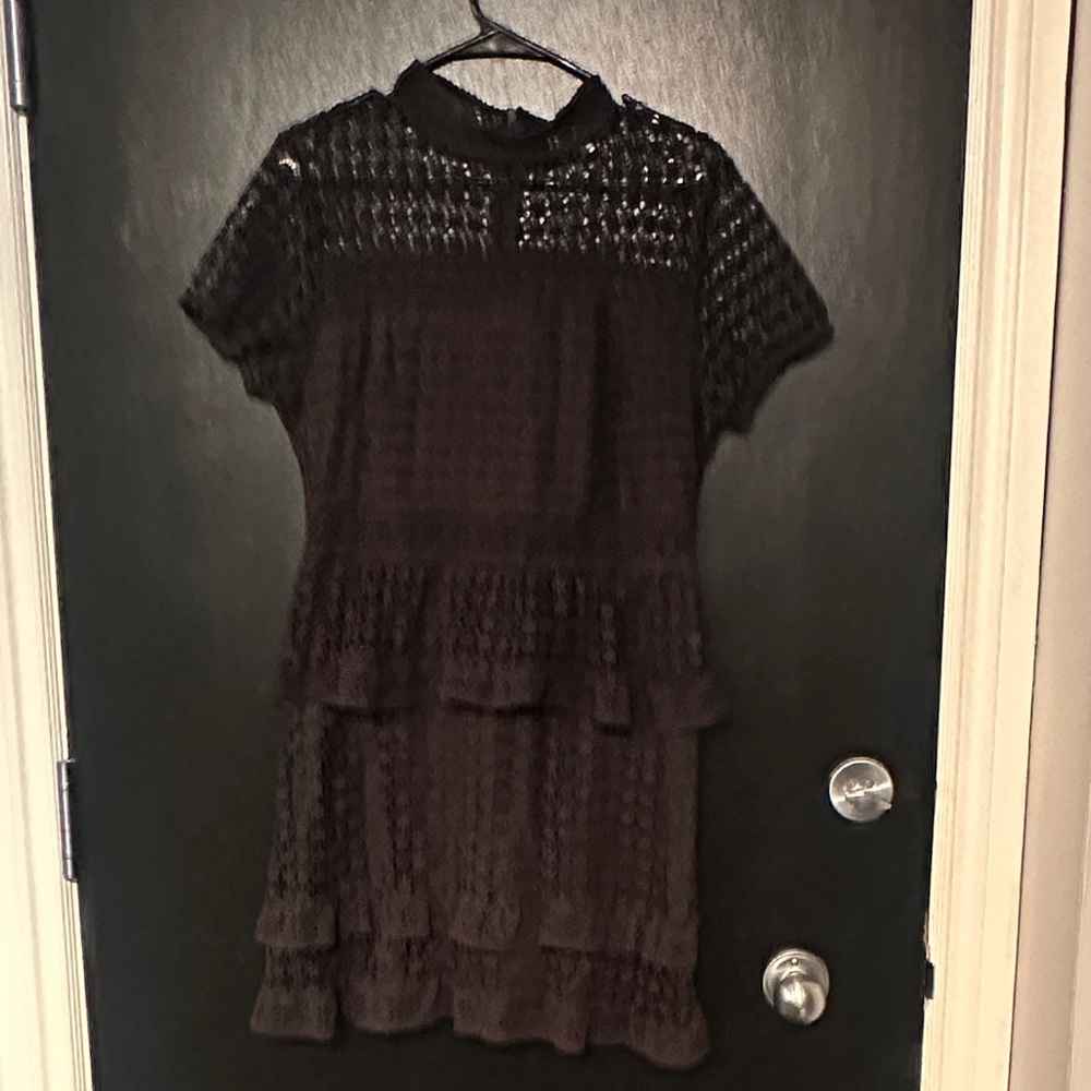 She and Sky Black Lace Mini Dress